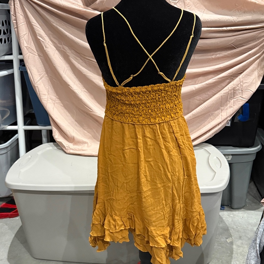 Free People Mustard Lace Detail Mini Dress - Picture 3 of 4